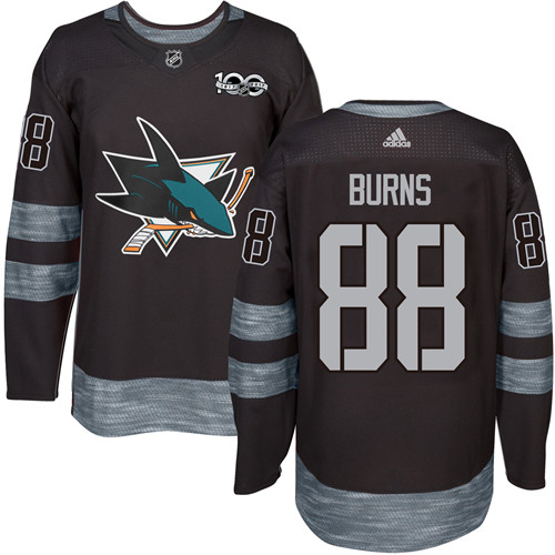 Herren San Jose Sharks Eishockey Trikot Brent Burns #88 Authentic Schwarz 1917-2017 100th Anniversary